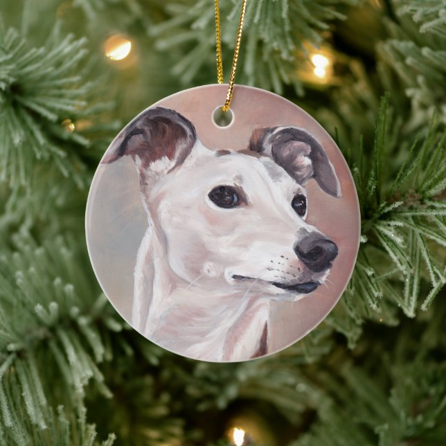 Whippet Chien Art Canine Ornement rond (Arbre)