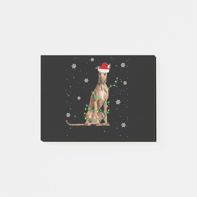 Whippet Christmas Light Cute Santa Whippet Xmas Post-it Notes (Front)
