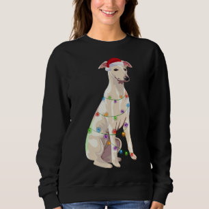 Whippet Christmas Lights Xmas Dog Lover Santa Hat Sweatshirt