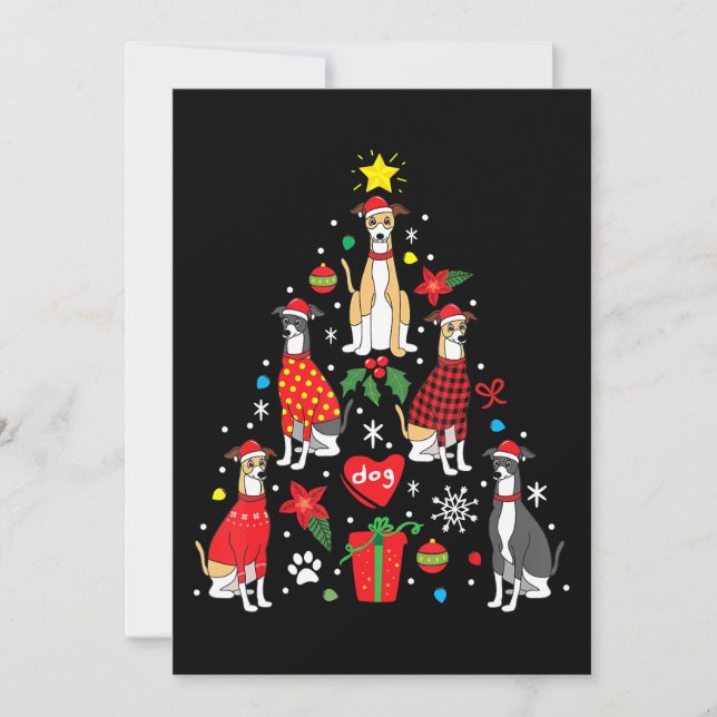 Whippet Christmas Ornament Tree Funny Dog Mom Dad Invitation (Front)