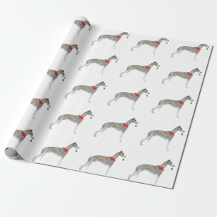 Whippet Christmas Wrapping Paper- White Wrapping Paper