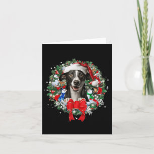 Whippet Christmas Wreath Decoration Xmas Pyjamas 1 Card