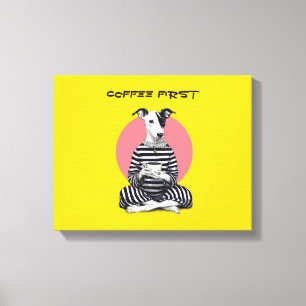 Whippet Coffee Time – Quirky Vintage Dog Canvas Print