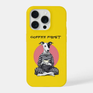 Whippet Coffee Time – Quirky Vintage Dog  iPhone 15 Pro Case