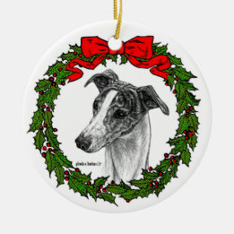 Whippet Dog Art by Glenda S. Harlan Ceramic Ornament