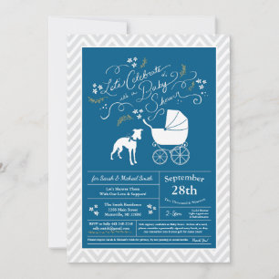Whippet Dog Baby Shower Boy Blue Invitation