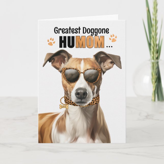 Whippet Dog Best HuMOM Ever Mother's Day Holiday Card (Front)