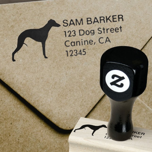 Whippet Dog Breed Silhouette Return Address Rubber Stamp (Creator Uploaded)