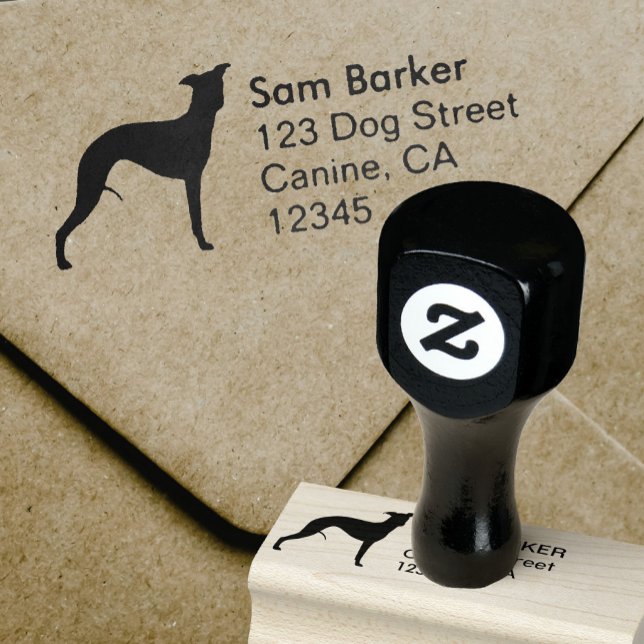 Whippet Dog Breed Silhouette Return Address Rubber Stamp (Creator Uploaded)