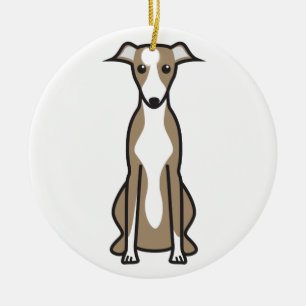 Whippet Dog Cartoon Ceramic Ornament