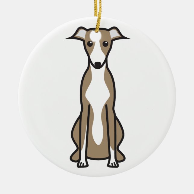 Whippet Dog Cartoon Ceramic Ornament (Front)