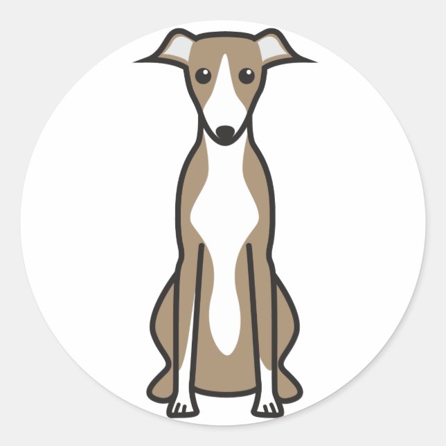 Whippet Dog Cartoon Classic Round Sticker (Front)