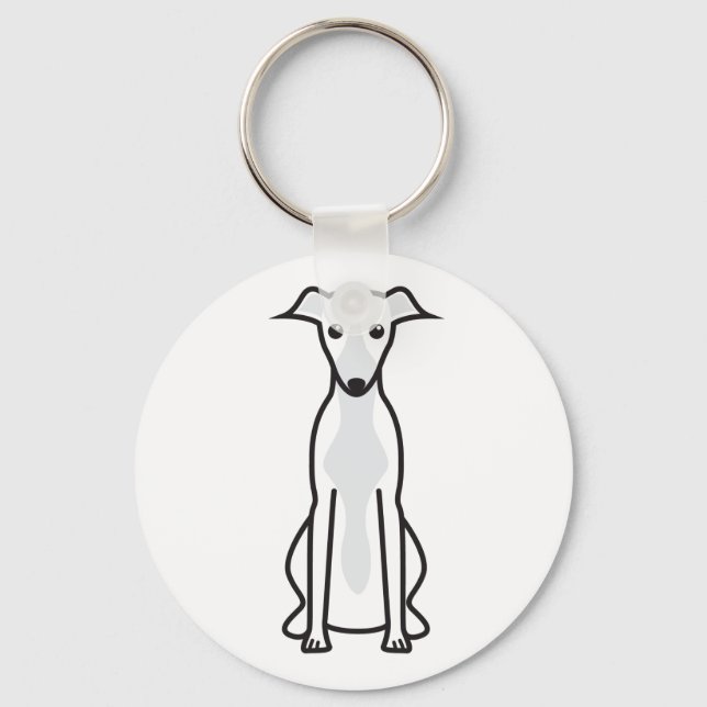 Whippet Dog Cartoon Keychain (Front)