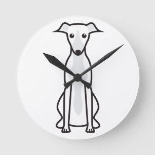 Whippet Dog Cartoon Round Clock