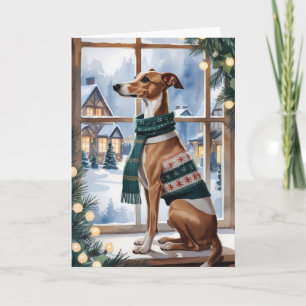Whippet Dog Christmas Greeting Card