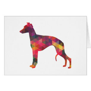 Whippet Dog Geo Pattern Silhouette Multi Card