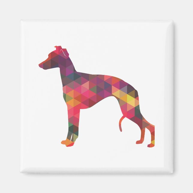Whippet Dog Geometric Pattern Silhouette Multi Magnet (Front)