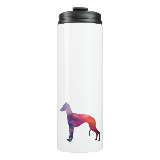Whippet Dog Geometric Pattern Silhouette Purple Thermal Tumbler (Front)