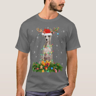 Whippet Dog Lover Reindeer Hat Whippet Christmas T-Shirt