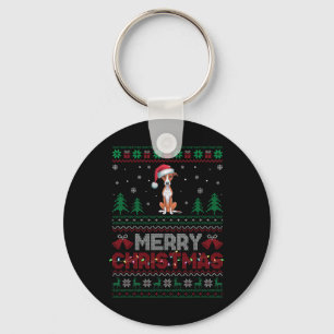 Whippet Dog Lovers Santa Hat Christmas Tree Lights Keychain