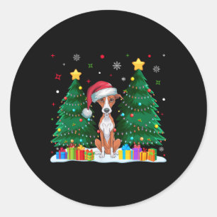 Whippet Dog Lovers Santa Hat Ugly Christmas Sweate Classic Round Sticker