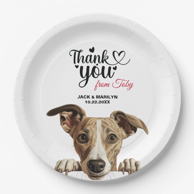 Whippet Dog Paper Plate (Front)