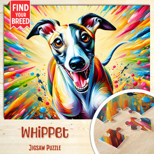 Whippet Dog Portrait Acrylic Art Print Dog Lover Jigsaw Puzzle