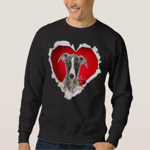 Whippet Dog Rose Heart Valentines Day Couple Men W Sweatshirt