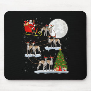 Whippet Dog Santa Sleigh Flying Funny Magical Chri Mouse Pad