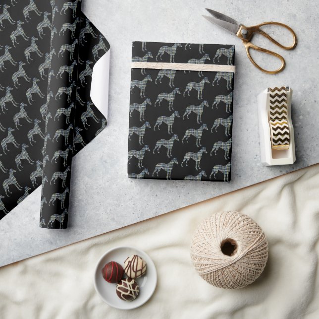 Whippet Dog Silhouette Y&B Black Gift Wrapping Paper (Crafts)