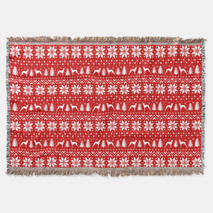 Whippet Dog Silhouettes Christmas Holiday Cute Throw Blanket