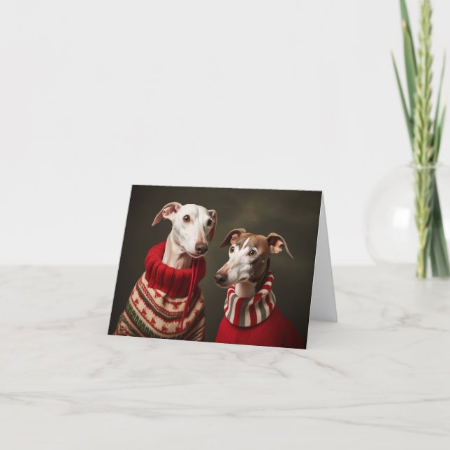 Whippet Dogs Christmas Card (Front)