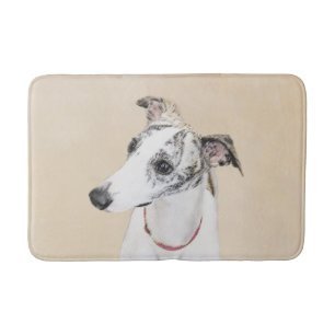Whippet,English Whippet,Snap,white,brindle,dog,pup Bath Mat