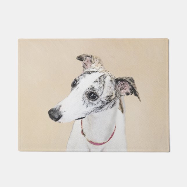 Whippet,English Whippet,Snap,white,brindle,dog,pup Doormat (Front)