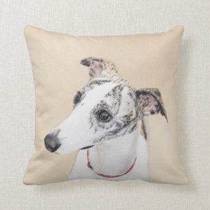 Whippet,English Whippet,Snap,white,brindle,dog,pup Throw Pillow