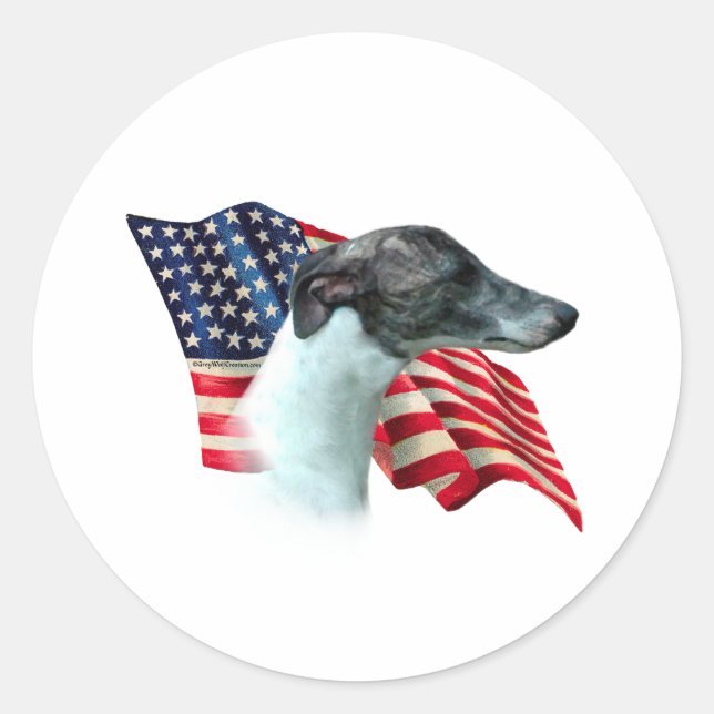 Whippet Flag Classic Round Sticker (Front)