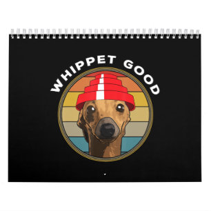 Whippet Good Funny 80s Music Dog Design Calendar