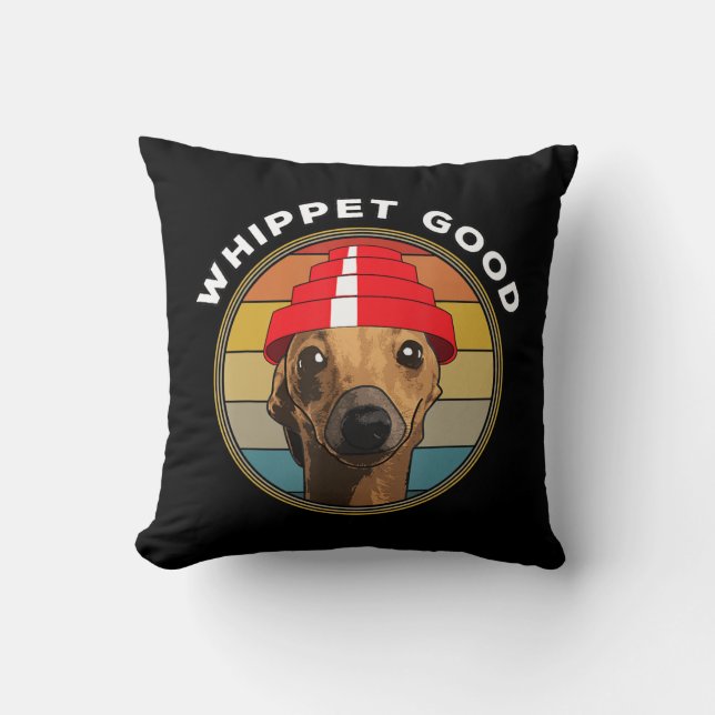Whippet Good Funny 80s Music Dog Design Throw Pillow (Front)