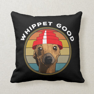 Whippet Good Funny 80s Music Dog Design Throw Pillow