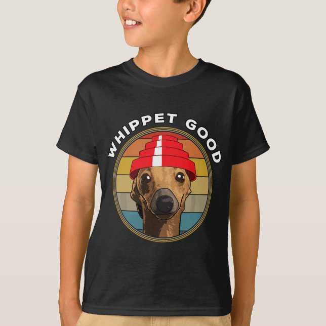 Whippet Good Funny 80's Music Dog T-Shirt (Front)