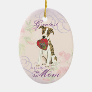 Whippet Heart Mom Ceramic Ornament