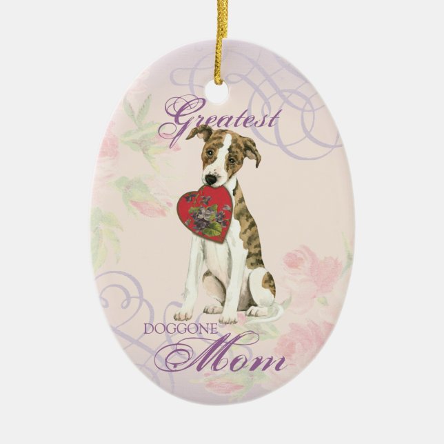 Whippet Heart Mom Ceramic Ornament (Front)