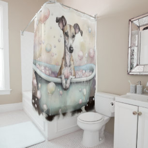 Whippet In Bathtub Watercolor Dog Art
