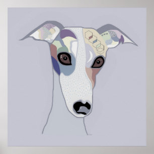 Whippet in Denim Colours Poster