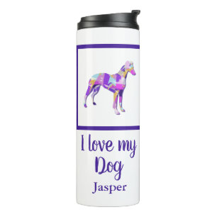 Whippet Italian Gray Dog Silhouette Purple PY&B  Thermal Tumbler