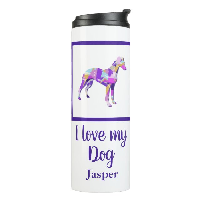 Whippet Italian Gray Dog Silhouette Purple PY&B  Thermal Tumbler (Rotated Left)