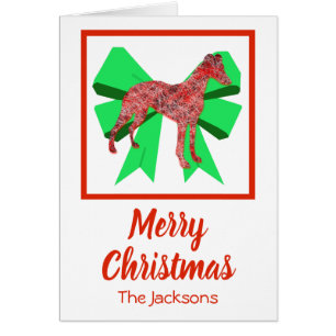 Whippet / Italian Greyhound Christmas Dog Bow Card