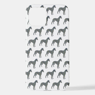 Whippet Italian Greyhound Dog Silhouett Grid White iPhone 12 Case