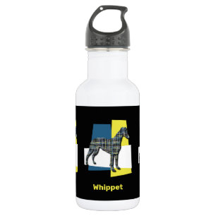 Whippet/ Italian Greyhound Dog Silhouette Y&B Grid 532 Ml Water Bottle