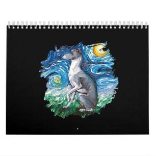 Whippet Italian Greyhound Starry Night Dog Art Calendar
